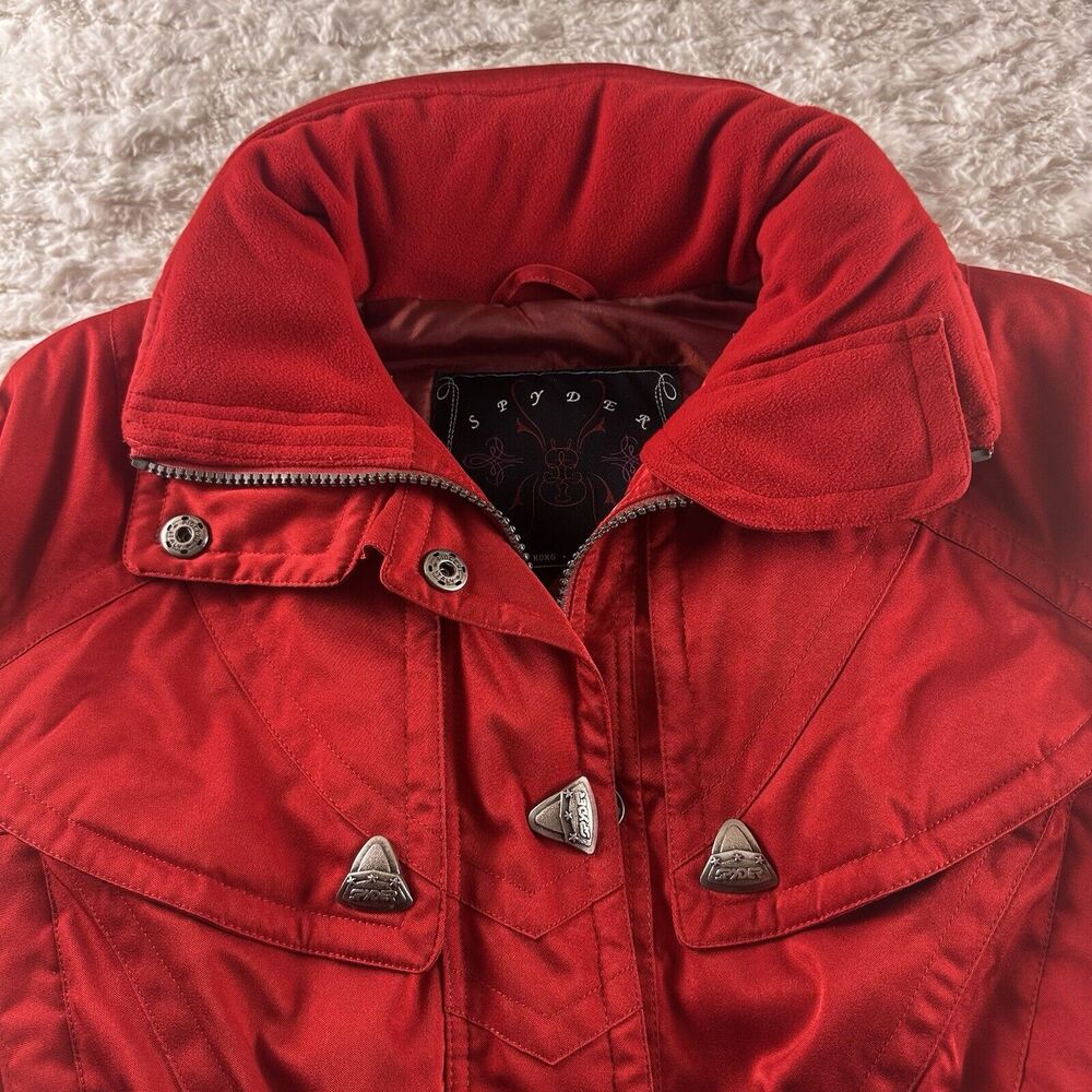 Spyder Ski Coat Embroidered Women's 8 Red‎ Thinsulate 90's Vibe Winter warm - Picture 12 of 16